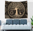 Tree of Life Tapestry Gloden Sun and Moon Wall Hanging Tapestry